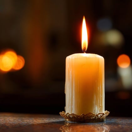 Memorial candle for a peaceful cremation remembrance in Mooreland, IN.